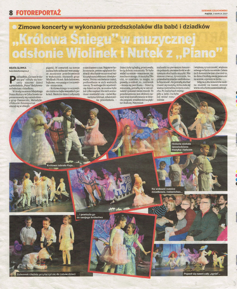 "Królowa śniegu" w muzycznej odsłonie ... Dziennik człuchowski 13 marca 2017